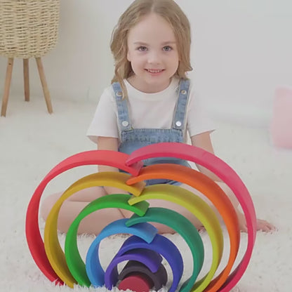 Waldorf Montessori Wooden Rainbow - 12-Piece Set (small size)